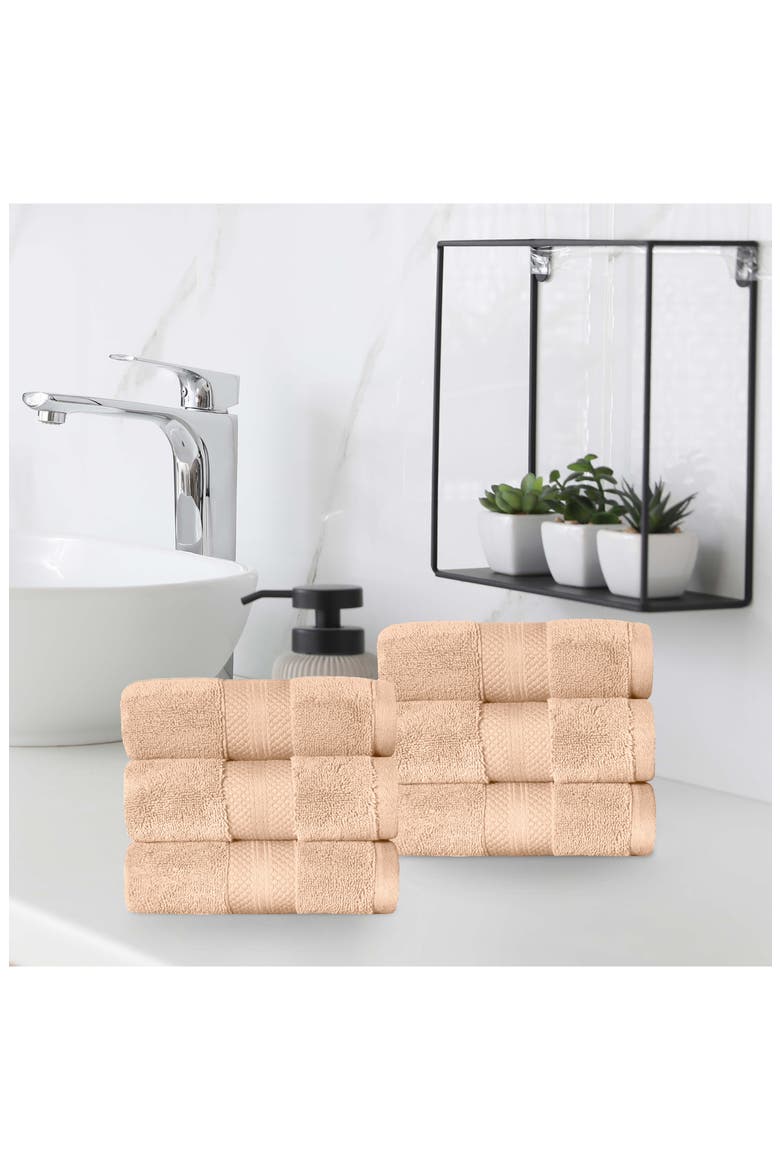Aria 6-Piece Turkish Cotton Hand Towels, Alternate, color, HAZELNUT