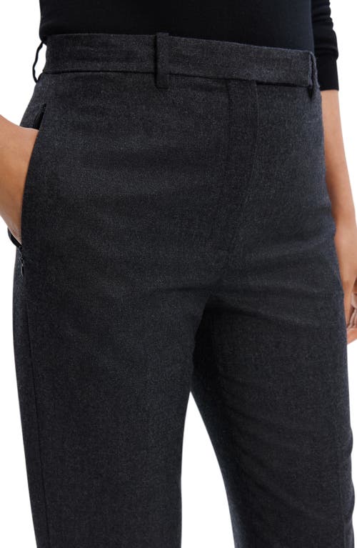 Theory Sleek Flannel High Waist Taper Pants In Black
