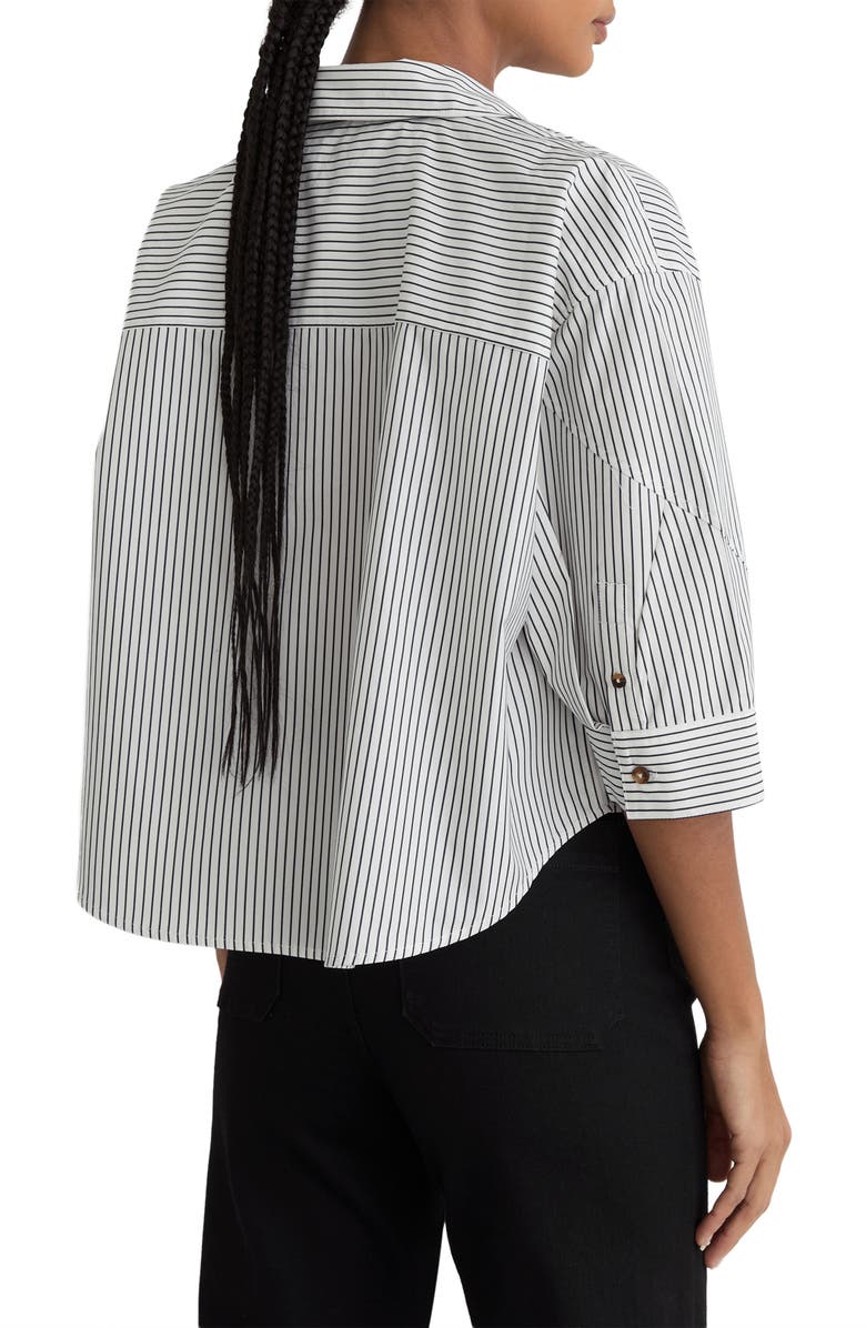 Reiss Saoirse Stripe Button-Up Shirt, Alternate, color, Ivory/ Blue