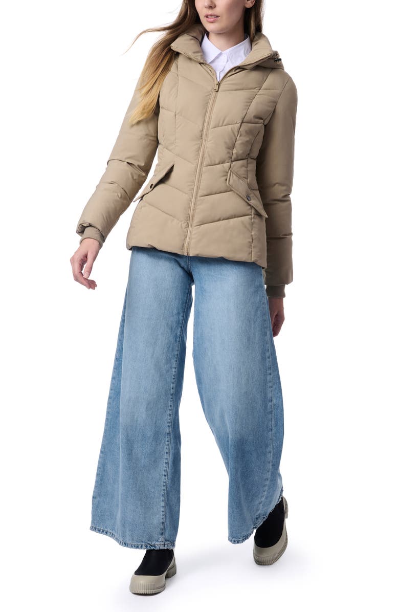 Bernardo Hooded Recycled Polyester Puffer Jacket, Alternate, color, Moon Rock