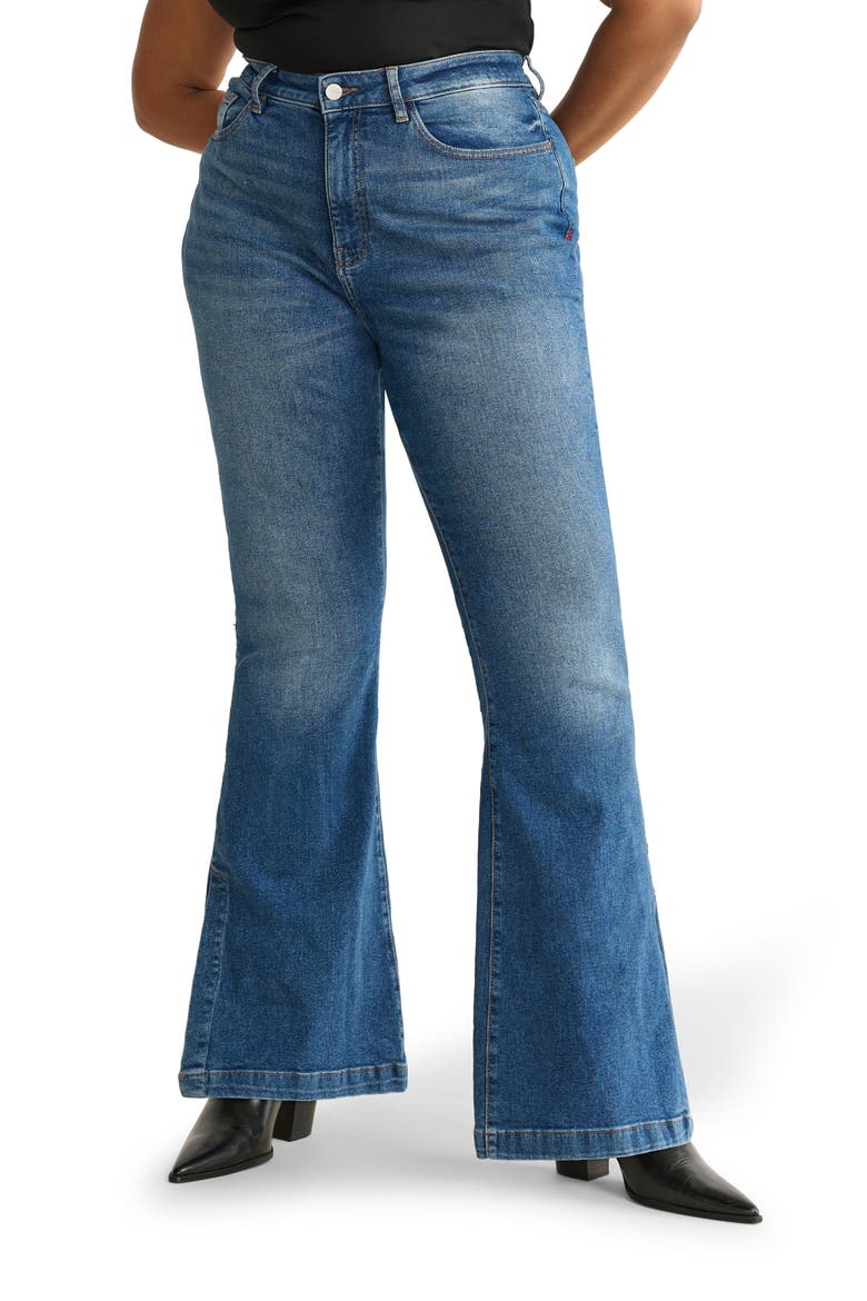 MIA Split Hem High Waist Flare Jeans, Main, color, ROWDY