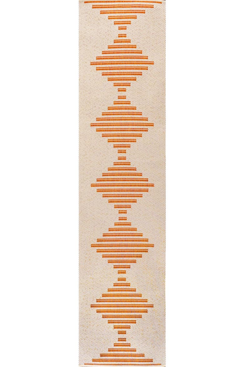 Vinales Diamond Stripe Indoor/Outdoor Area Rug, Main, color, Beige/Orange