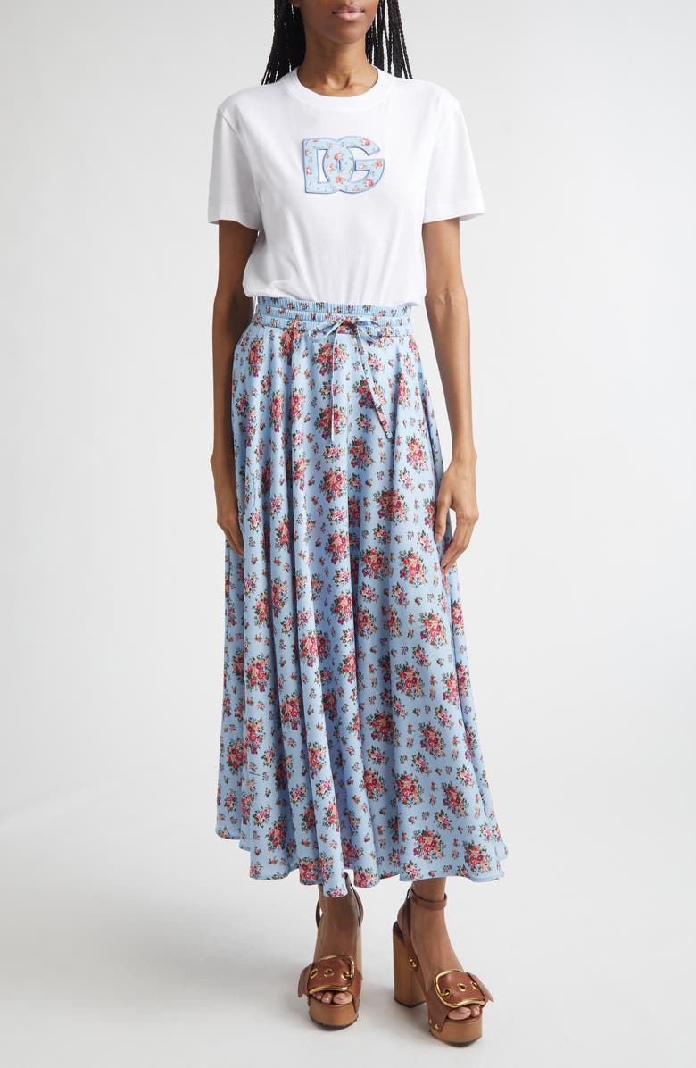 Dolce&Gabbana Embroidered Logo Short Sleeve T-Shirt, Alternate, color, Bianco Ottico