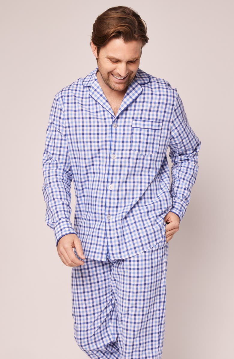 Petite Plume Royal Blue Cotton Gingham Check Pajamas, Alternate, color, Blue