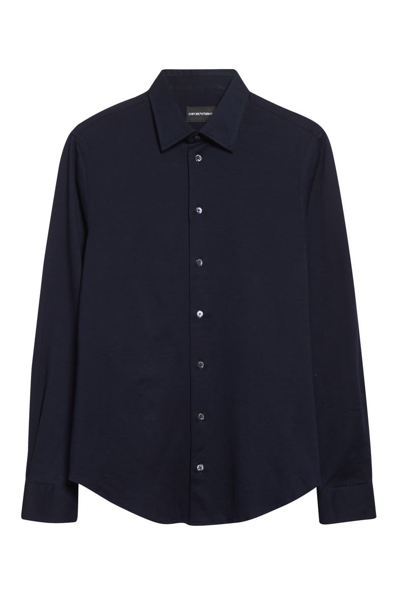 Cotton Button-Up Shirt, Main, color, NAVY