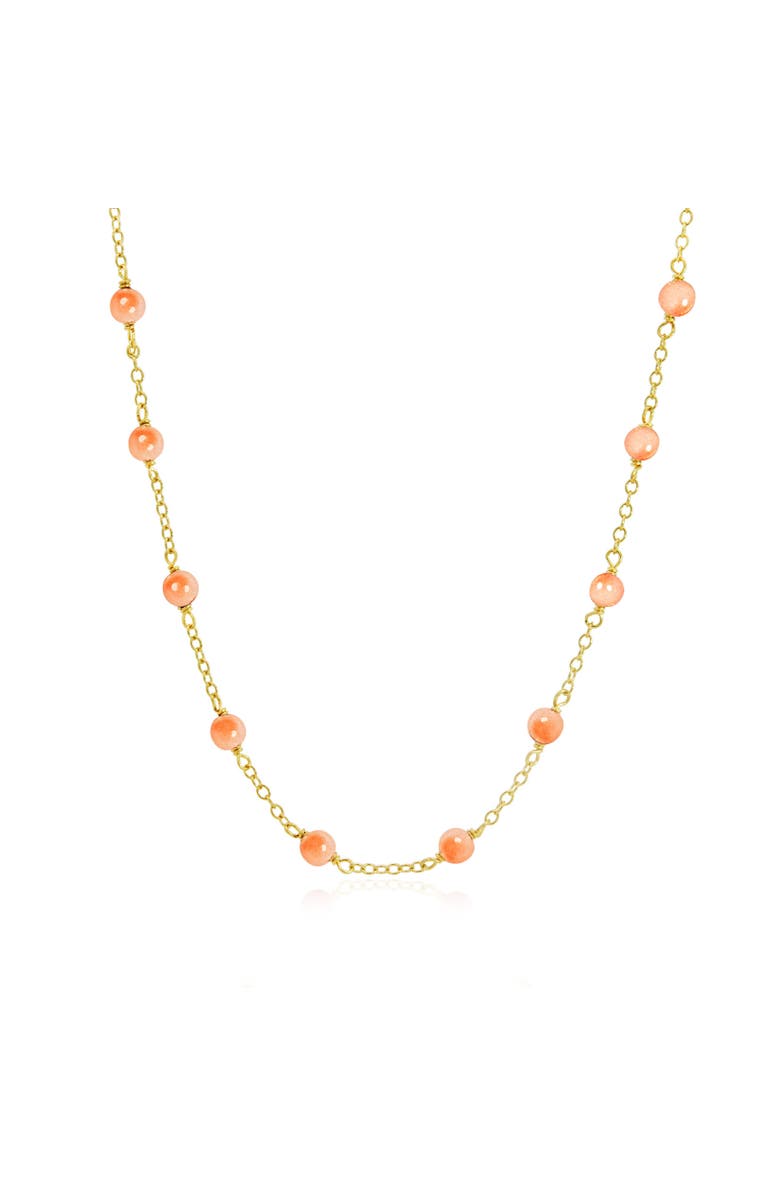 The Lovery Fine Jewelry Pink Coral Bead Chain Necklace, Main, color, Pink Coral