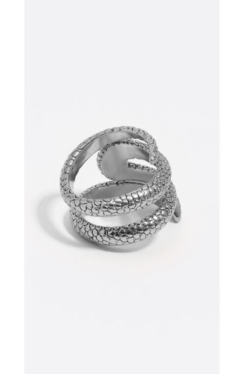 Bimba Y Lola Textured Snake Spiral Ring In Metallic