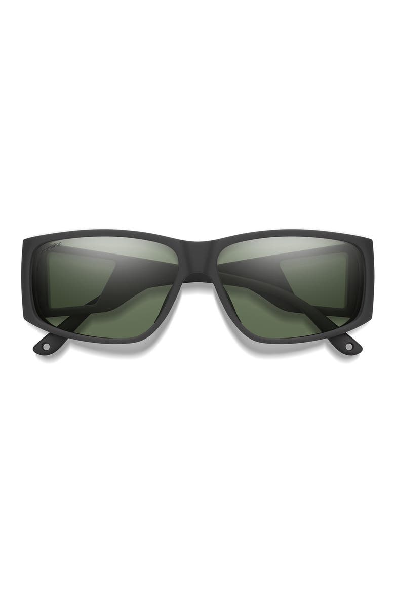 Monroe Peak 62mm Oversize ChromaPop™ Polarized Sunglasses, Main, color, BLACK / CHROMAPOP GRAY GREEN