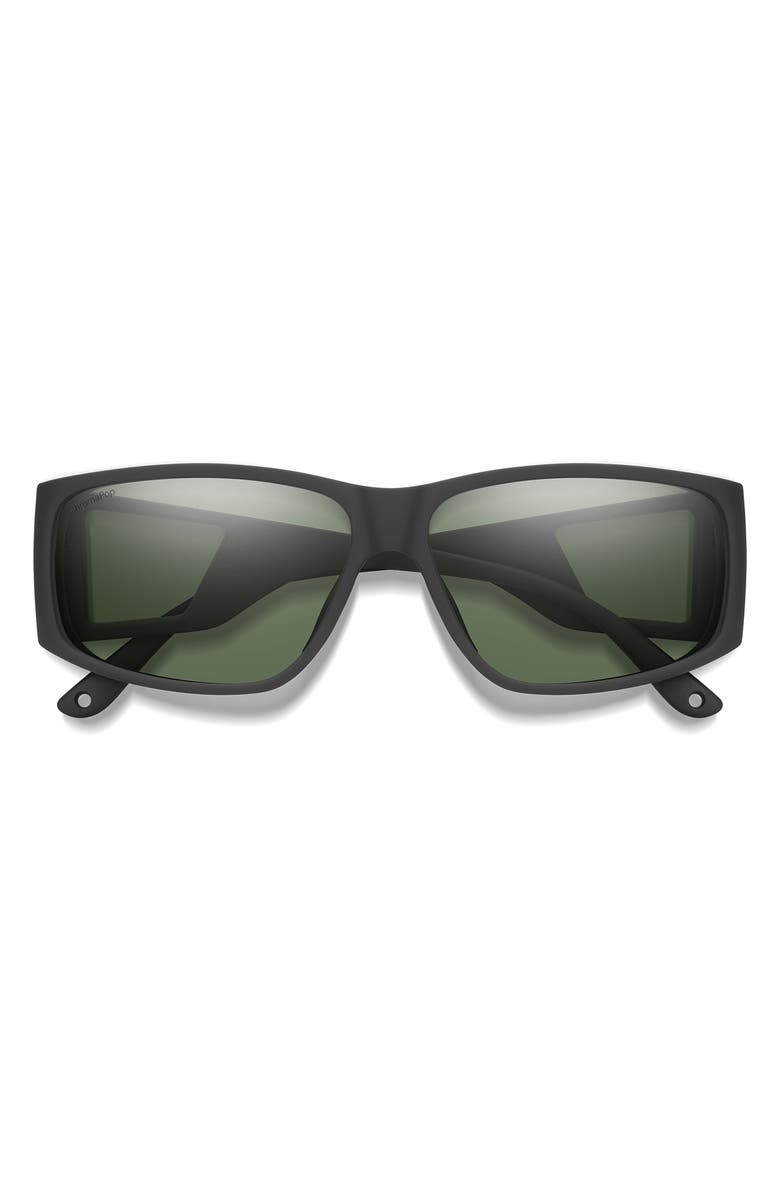 Smith Monroe Peak 62mm Oversize ChromaPop<sup>™</sup> Polarized Sunglasses, Main, color, Black / Chromapop Gray Green