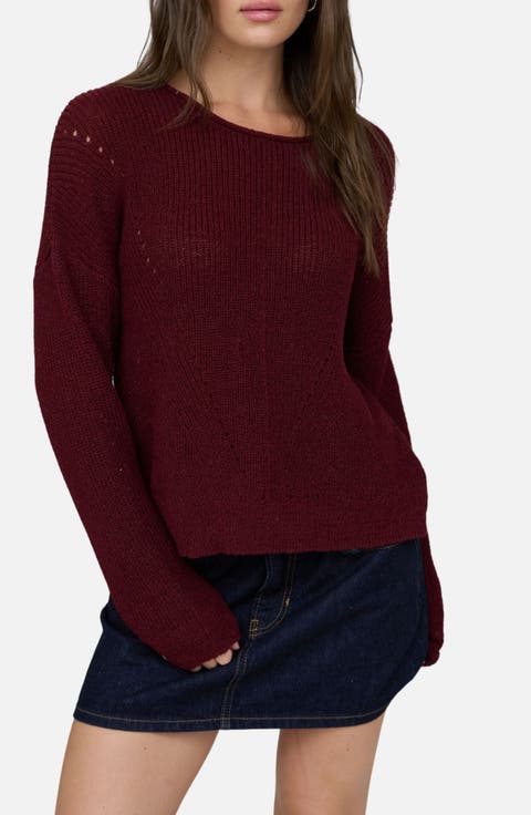 Rolled Edge Pointelle Sweater