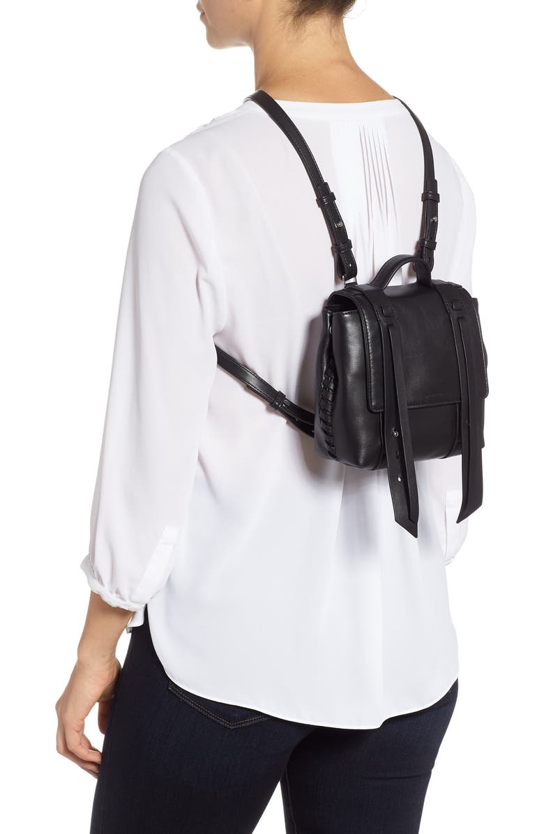 AllSaints Fin Mini Leather Convertible Backpack, Alternate, color,
