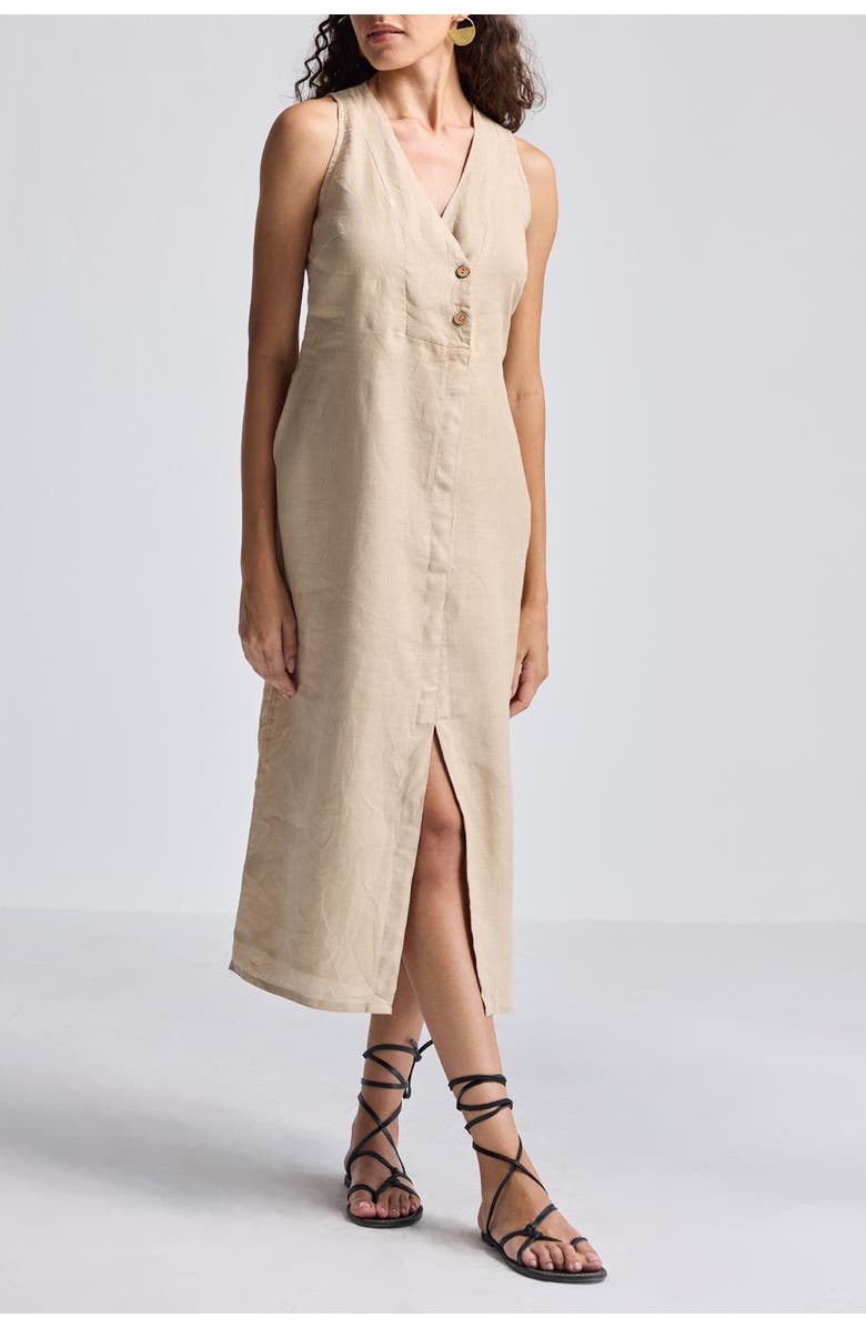 Reistor Straight Dress with Front Slit, Alternate, color, Neutral Beige