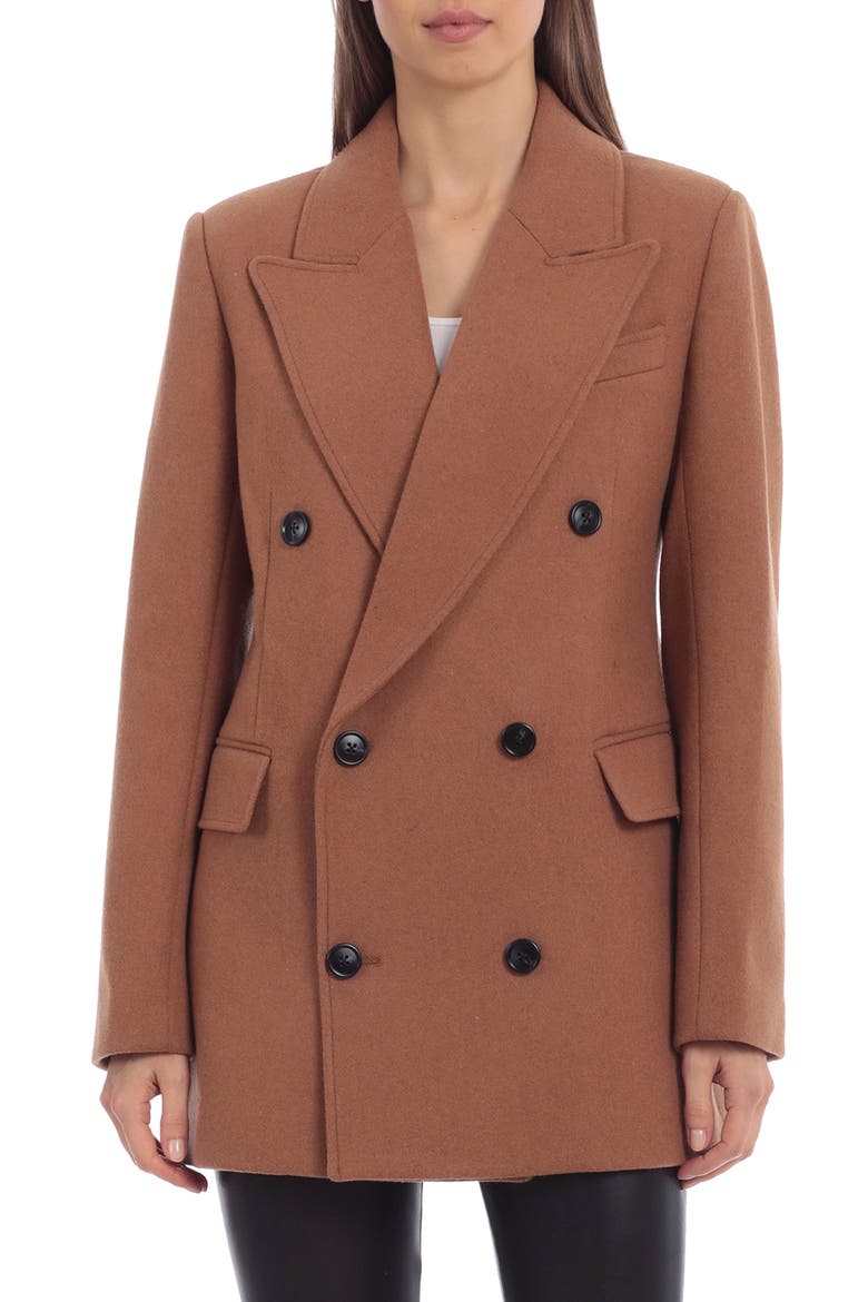 Tailored Double Breasted Coat, Alternate, color, MINK TWILL