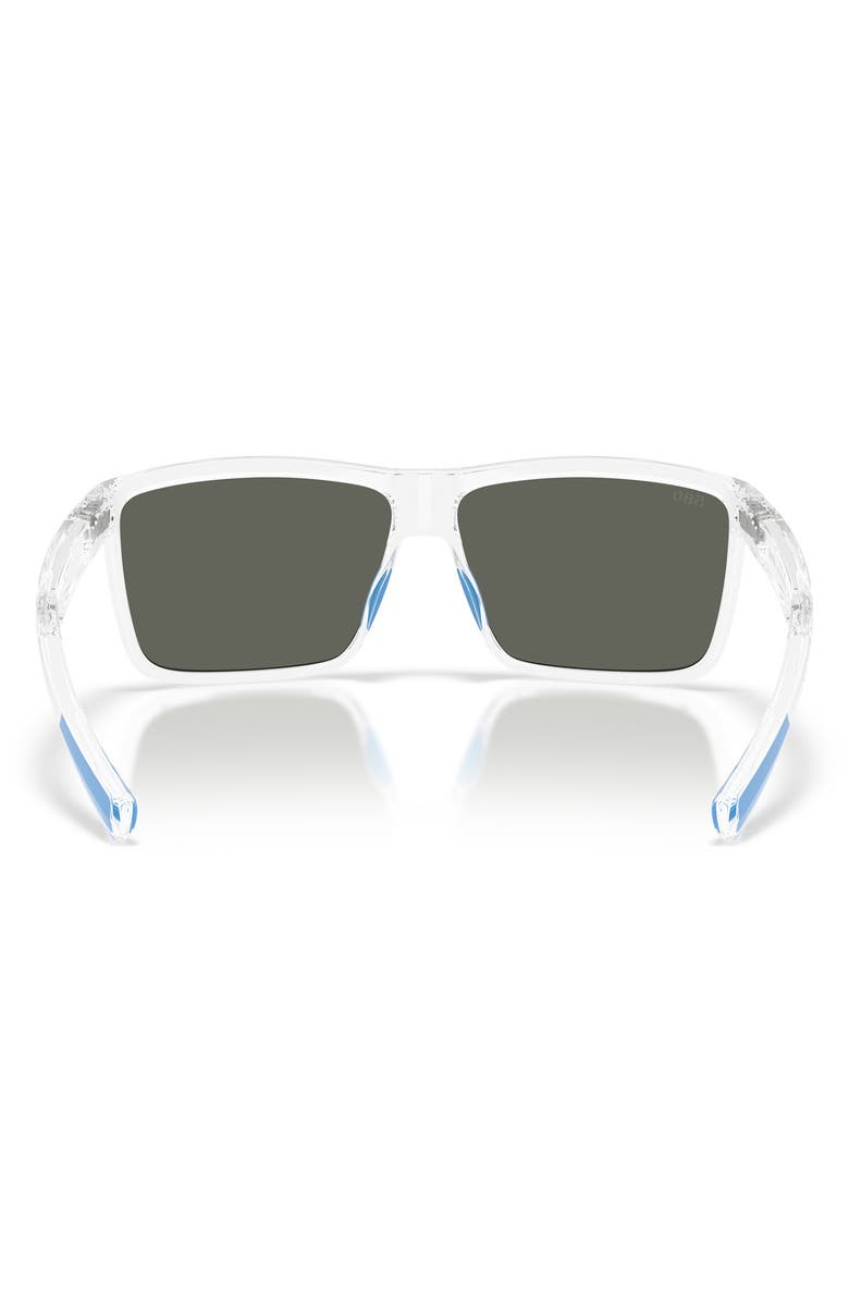 Costa Del Mar Rinconcito 60mm Polarized Rectangular Sunglasses, Alternate, color, Polished Clear / Gray 580G