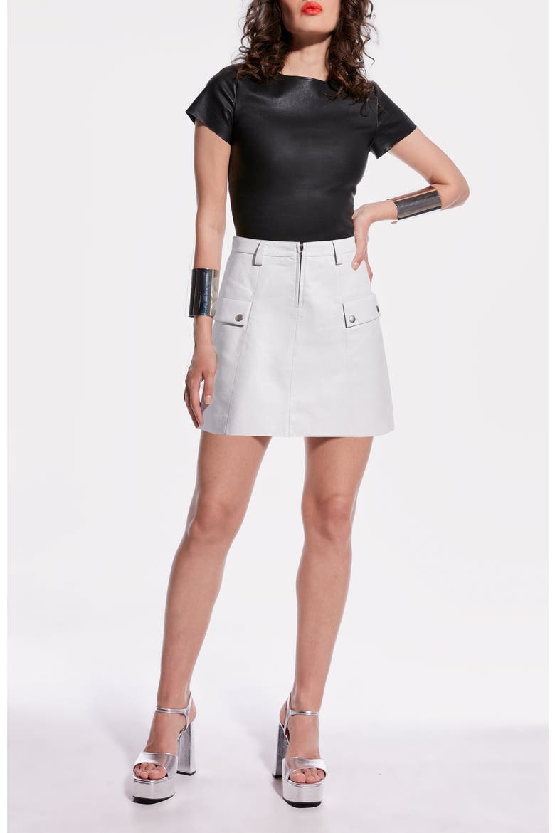 Jameson Recycled Leather Skirt, Alternate, color, White