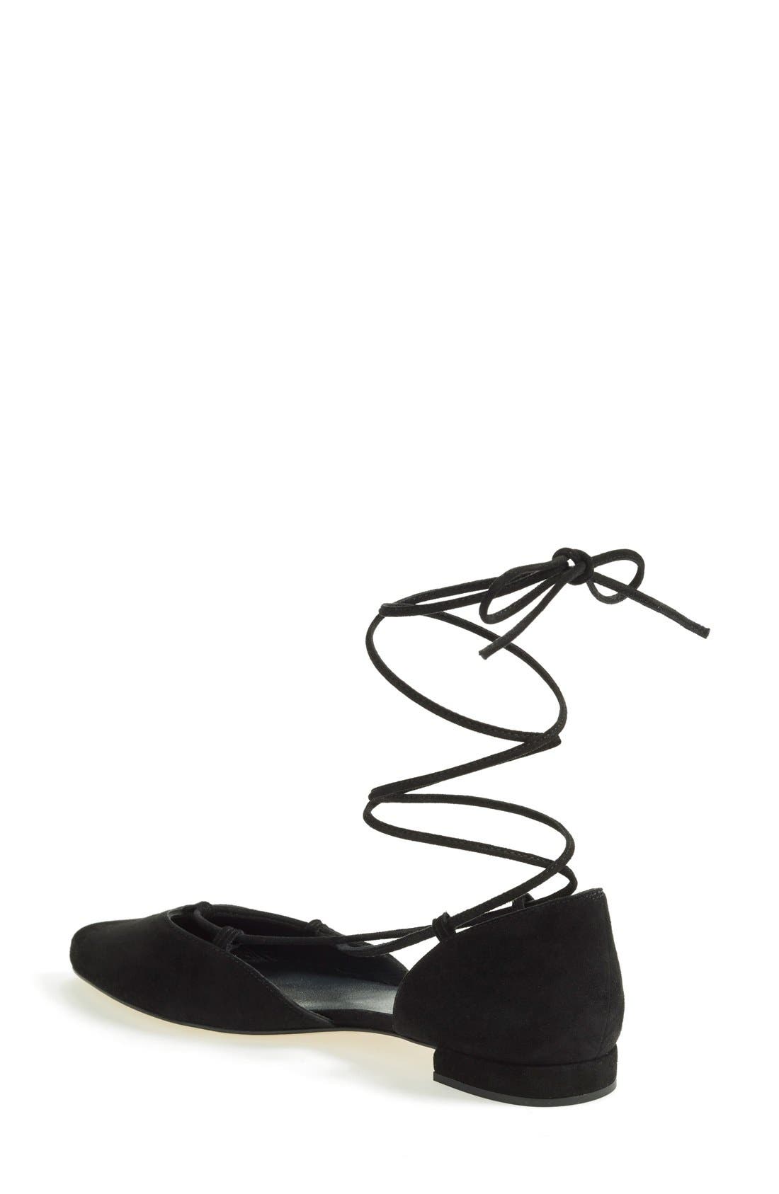 'Tyler' Wraparound Lace Flat (Nordstrom Exclusive), Alternate, color, BLACK SUEDE