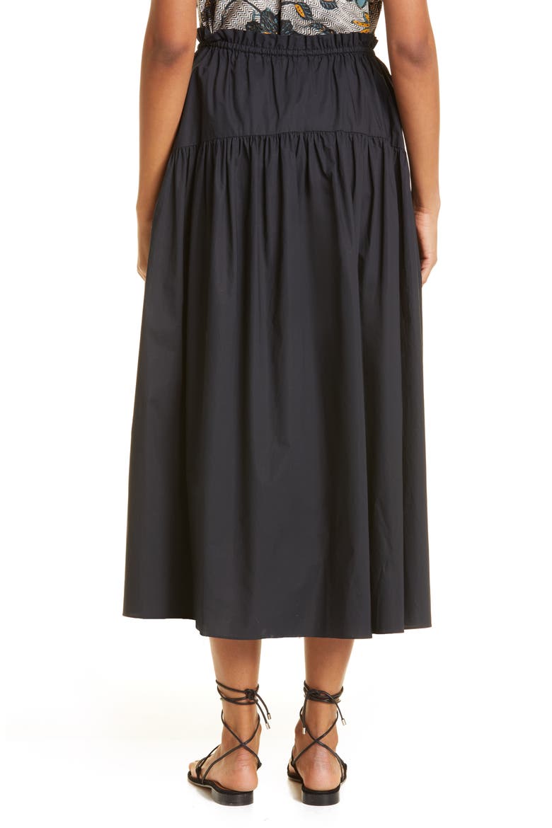 Ianna Tiered Cotton Skirt, Alternate, color, NOIR