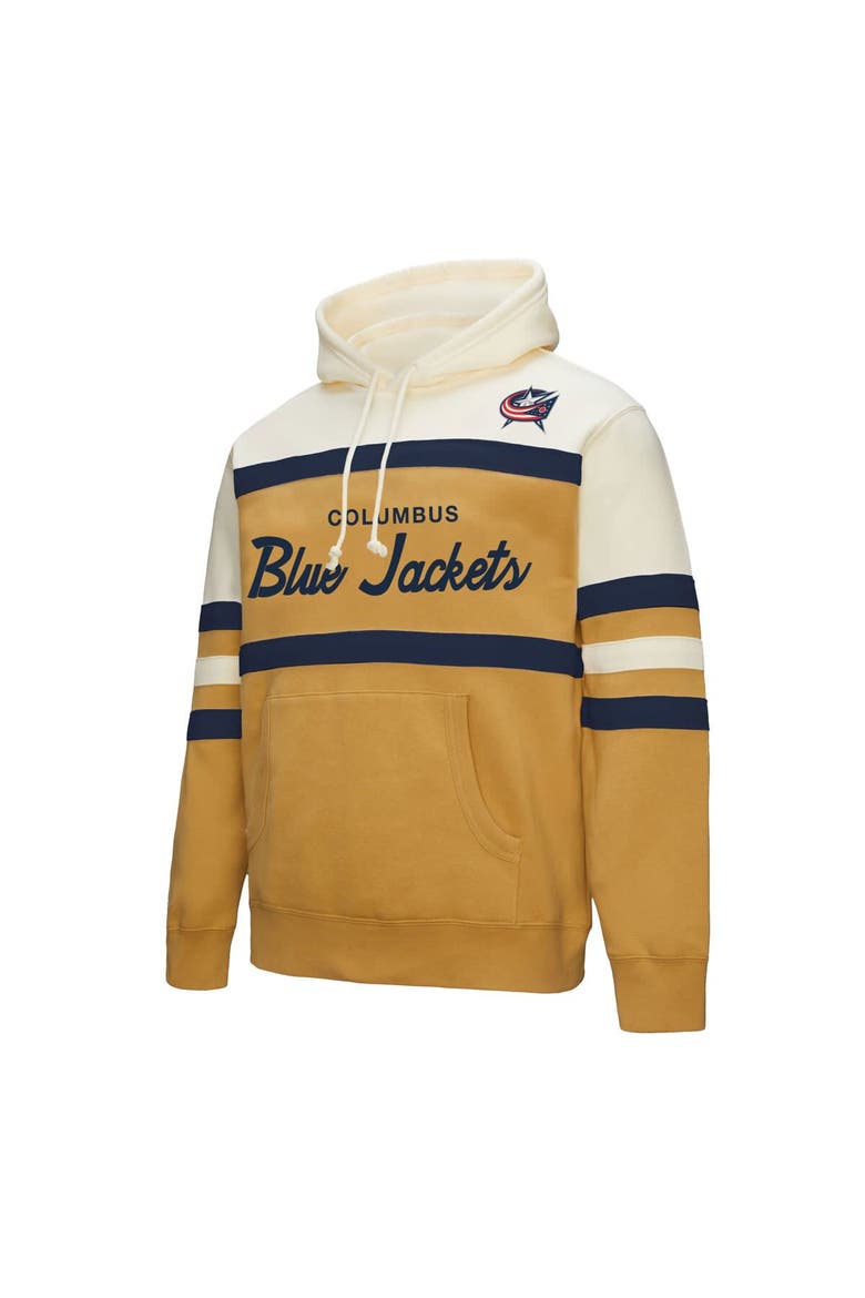 Men's Mitchell & Ness Gold/Cream Columbus Blue Jackets Head Coach Pullover Hoodie, Alternate, color, Gold