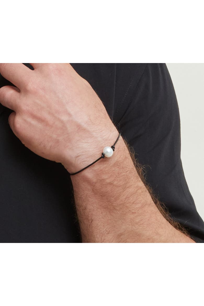 White South Sea Baroque Pearl Leather Bracelet for Men, Alternate, color, White Pearl