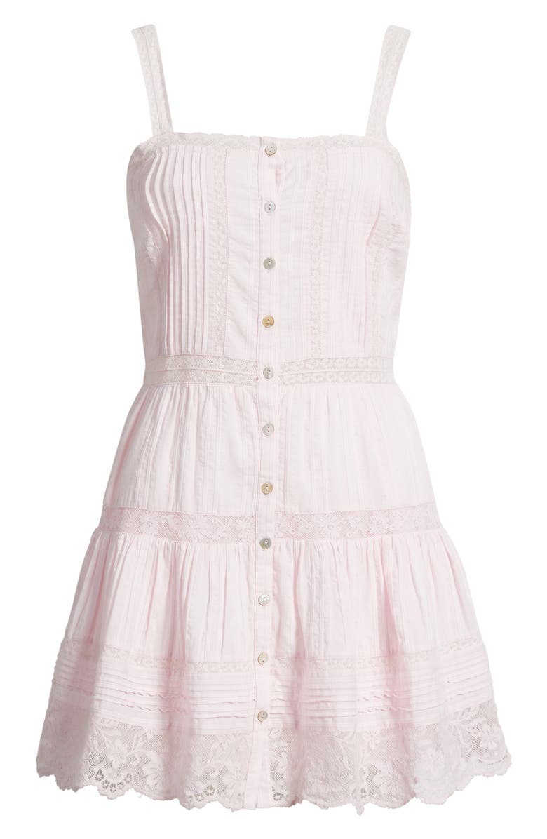 LoveShackFancy Charlize Lace Trim Sleeveless Minidress, Alternate, color,