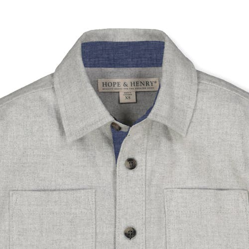 Hope & Henry Baby Boys' Organic Flannel Shirt, Infant In Grey Heather Elbow Patches