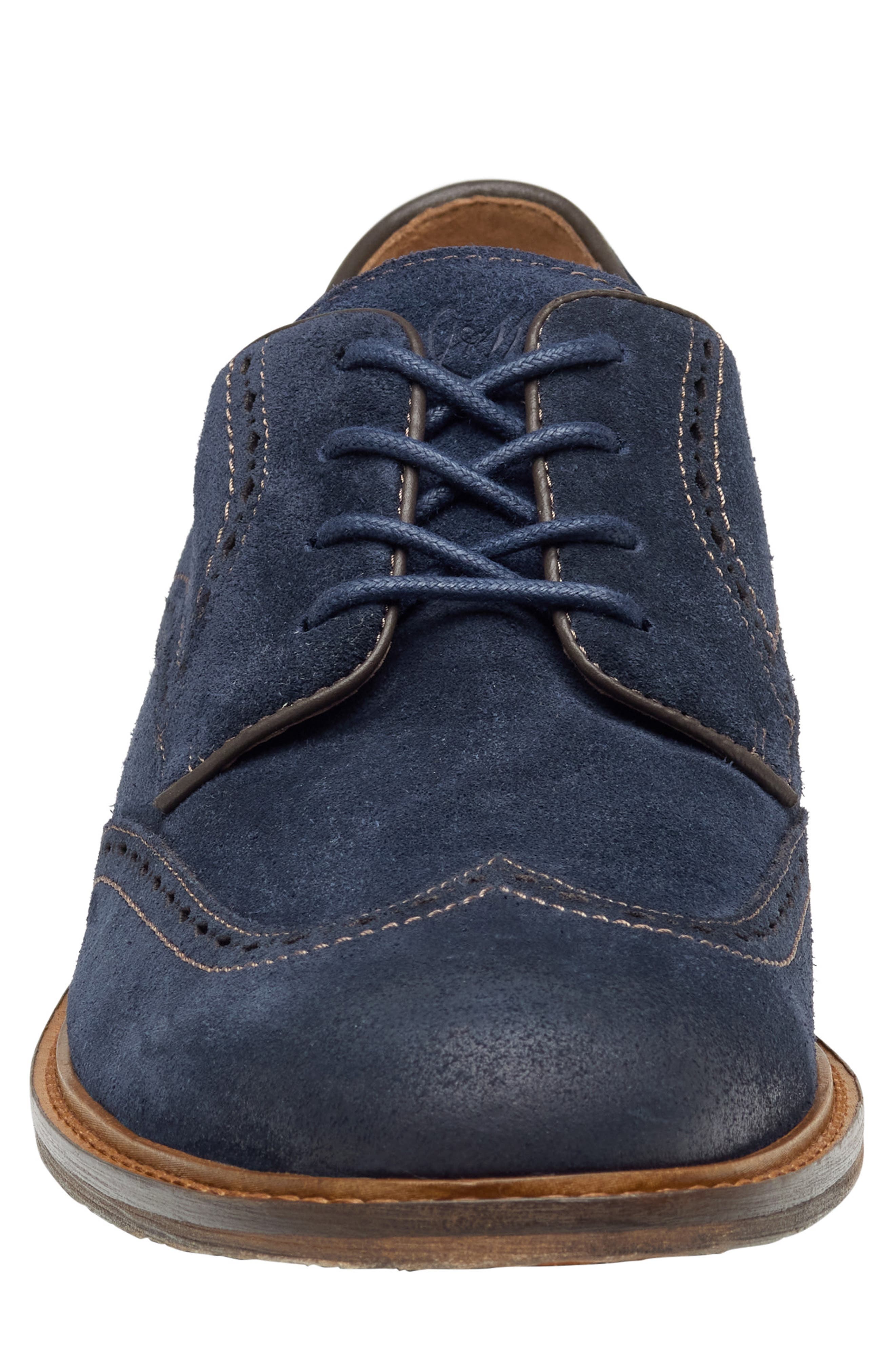 Ripley Wingtip Derby, Alternate, color, NAVY WAXED SUEDE