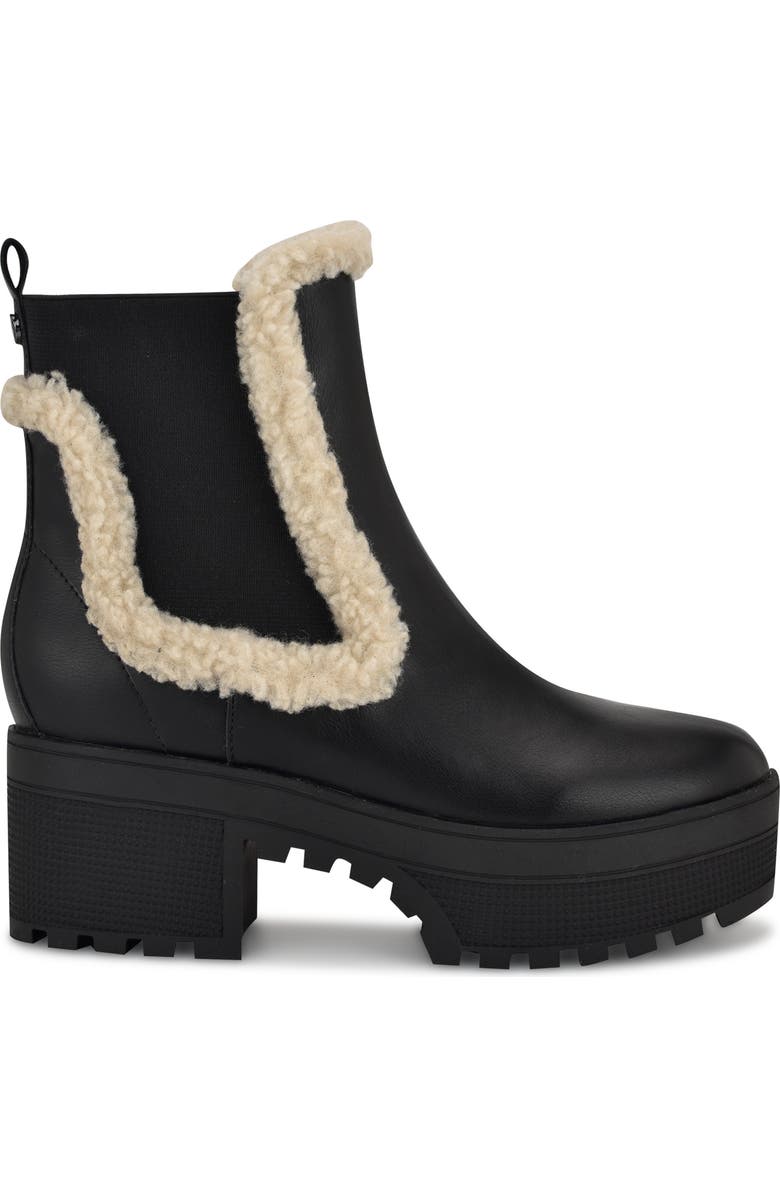 Nine West Haray Faux Shearling Lug Sole Chelsea Boot, Alternate, color,