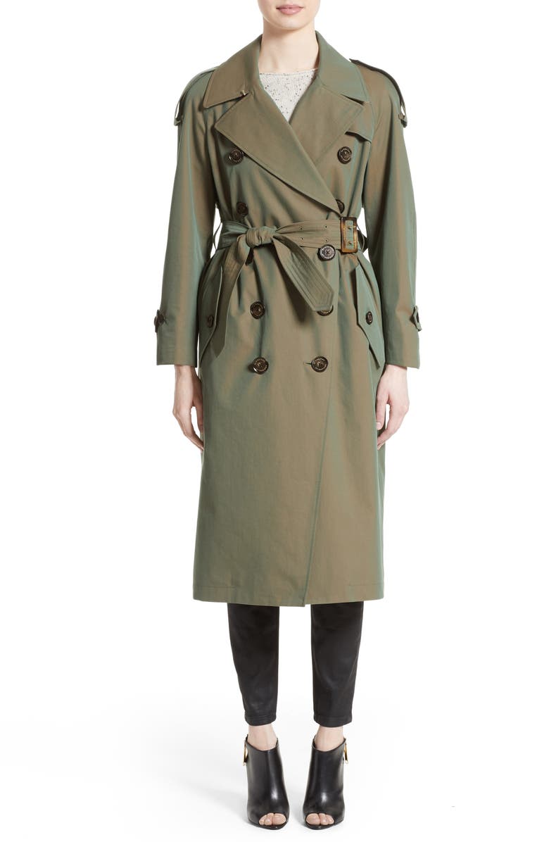 Burberry Tropical Gabardine Oversized Trench Coat, Main, color, 