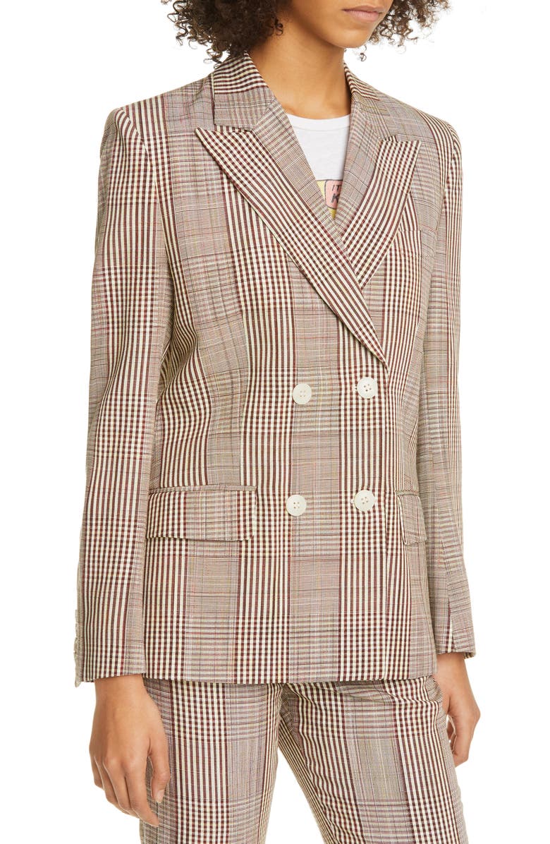 Re/Done '70s Plaid Double-Breasted Blazer, Alternate, color,