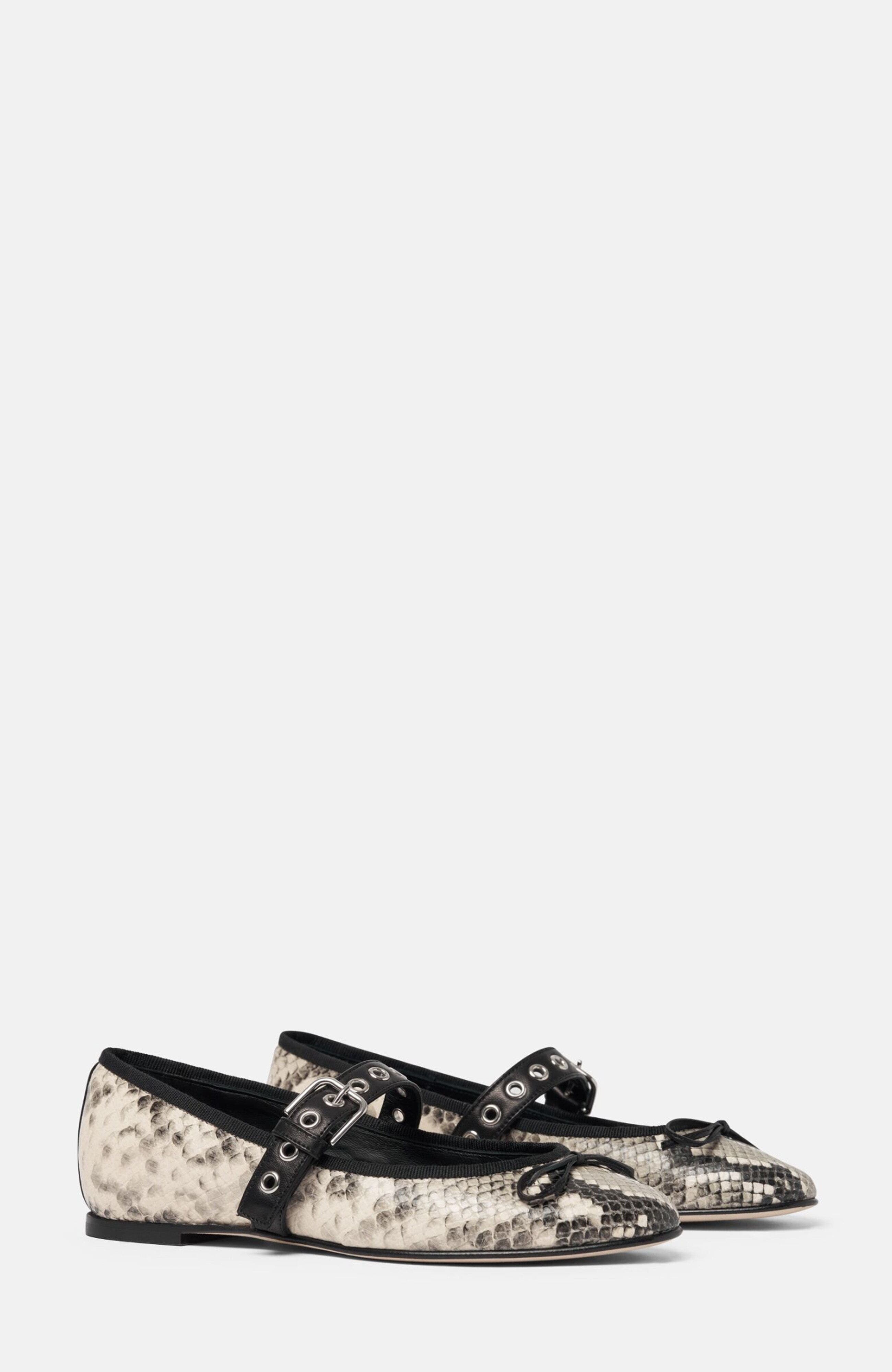 Astrid Ballerinas, Main, color, Grey - Python-Print Calf