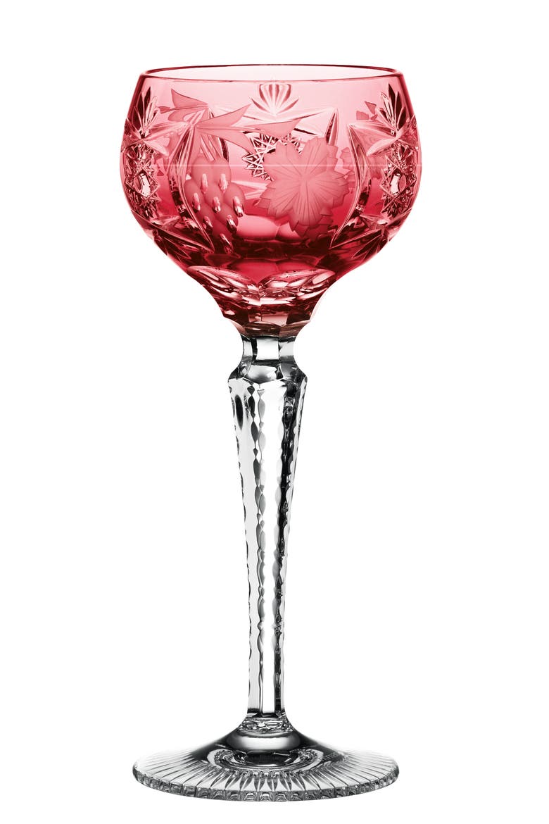Traube Crystal Glass Handmade Wine Hock, Main, color, Ruby