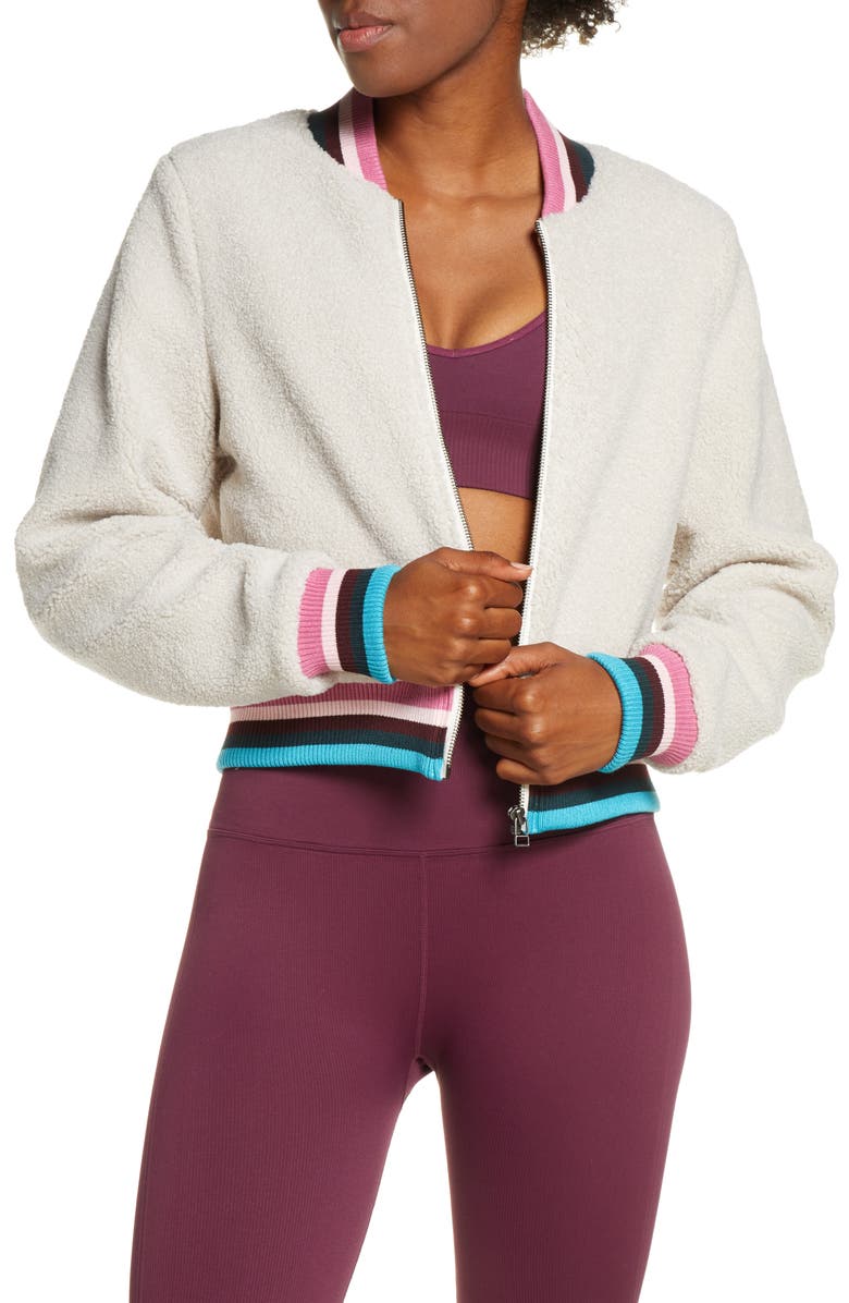 Spiritual Gangster Lightning Faux Fur Bomber Jacket, Main, color,