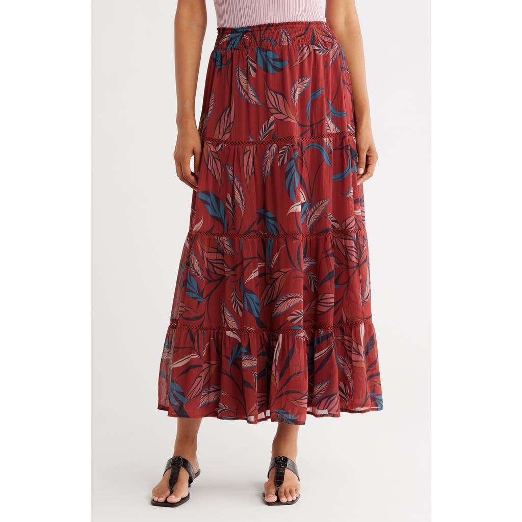 Dr2 By Daniel Rainn Mixed Paisley Tiered Maxi Skirt