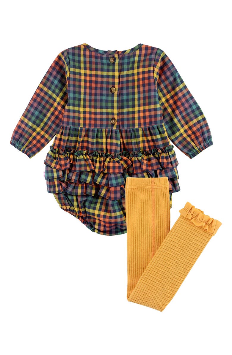 RuffleButts Harvest Rainbow Long Sleeve Romper & Leggings Set, Alternate, color, 