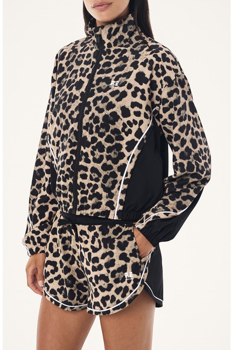 Linear Water Repellent Jacket, Alternate, color, LEOPARD/ BLACK