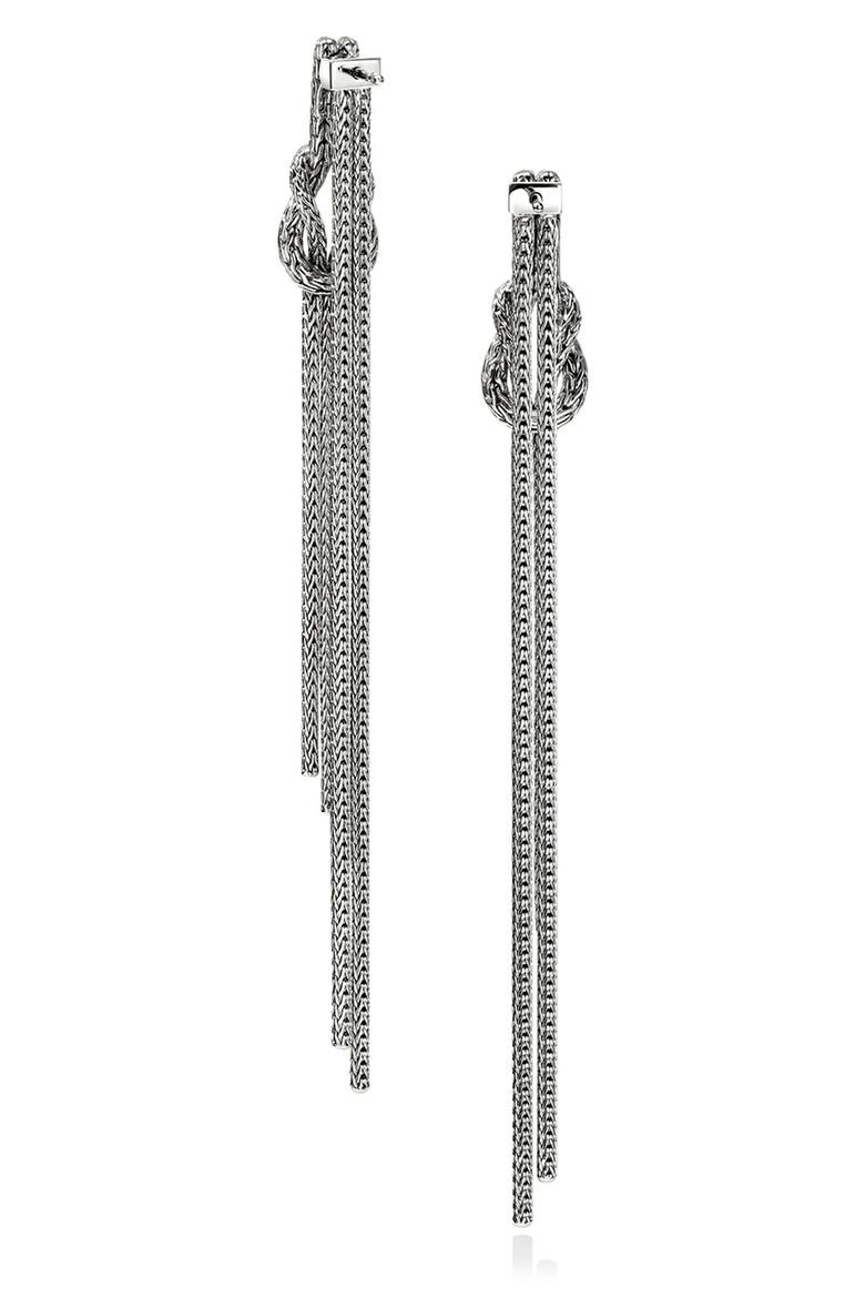 Love Knot Drop Earrings, Black Sapphire, Alternate, color, SILVER BLACK