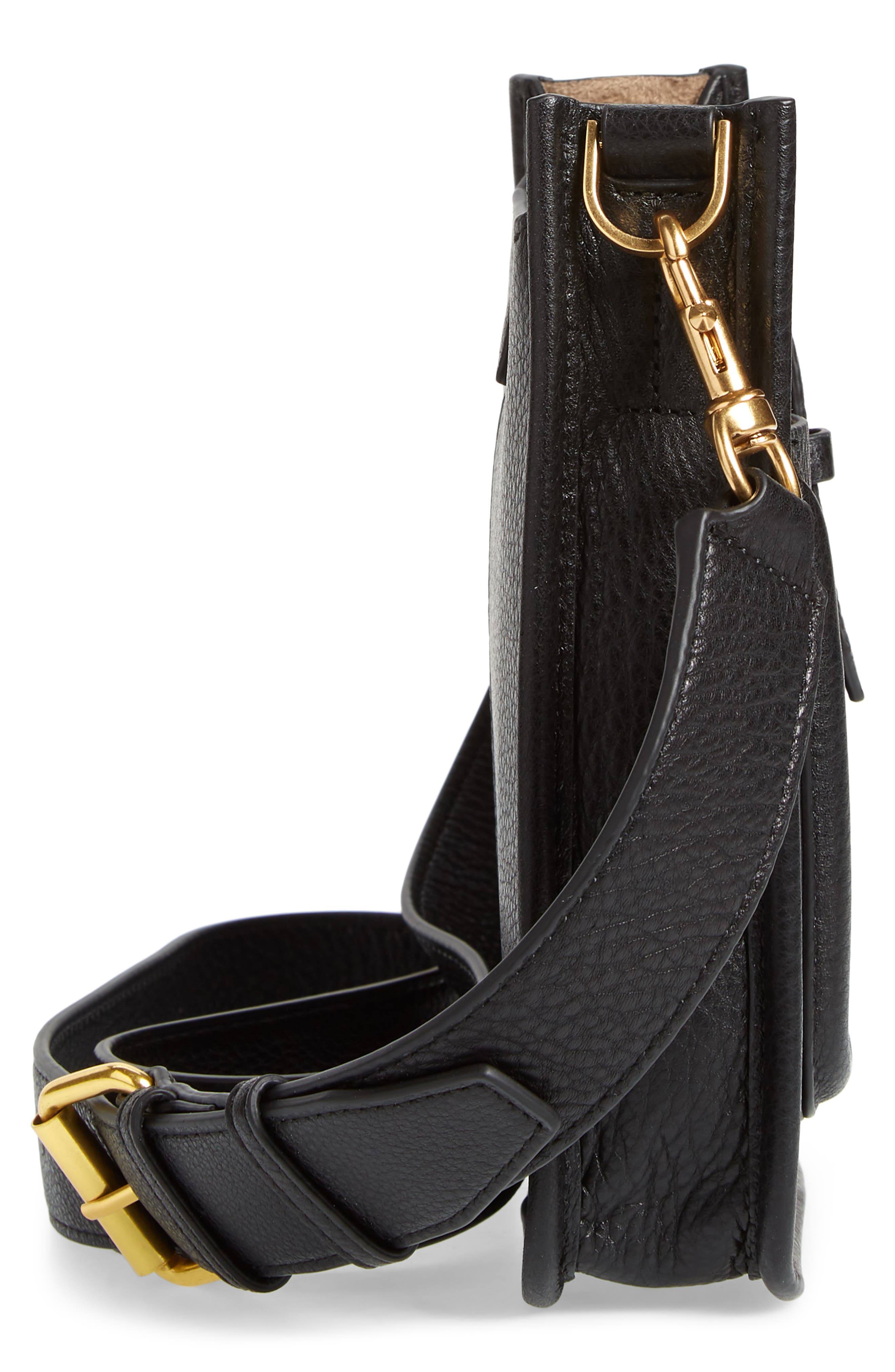 Mini Unlined Leather Feed Bag, Alternate, color, BLACK/ TAUPE