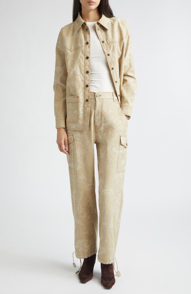 Etro Floral Drawstring Hem Cargo Jeans, Alternate, color, Multicolor Beige Base