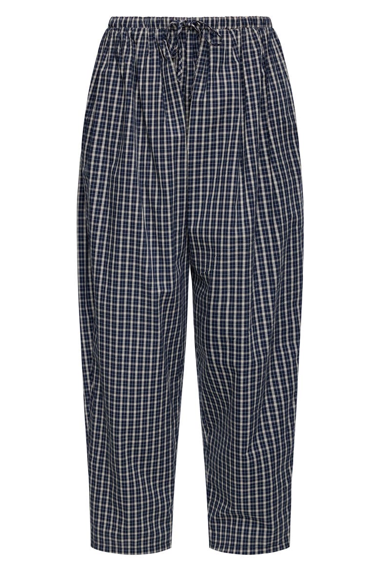 Aura Plaid Drawstring Pants, Alternate, color, NAVY LEMON PLAID