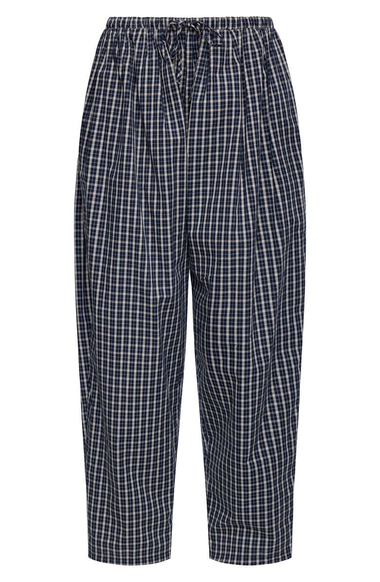 LIONESS Aura Plaid Drawstring Pants, Alternate, color, Navy Lemon Plaid