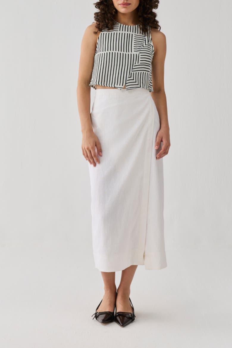 Fitted Overlap Midi Skirt, Main, color, Off White