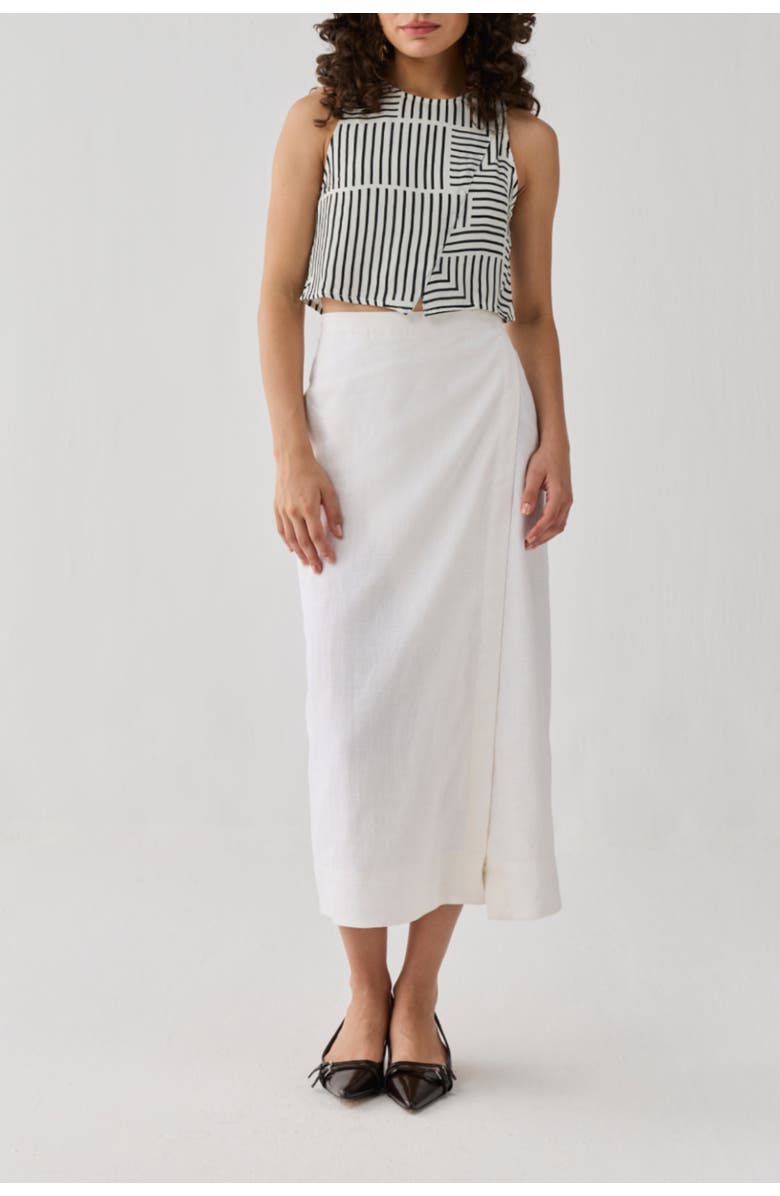 Reistor Fitted Overlap Midi Skirt, Main, color, Off White