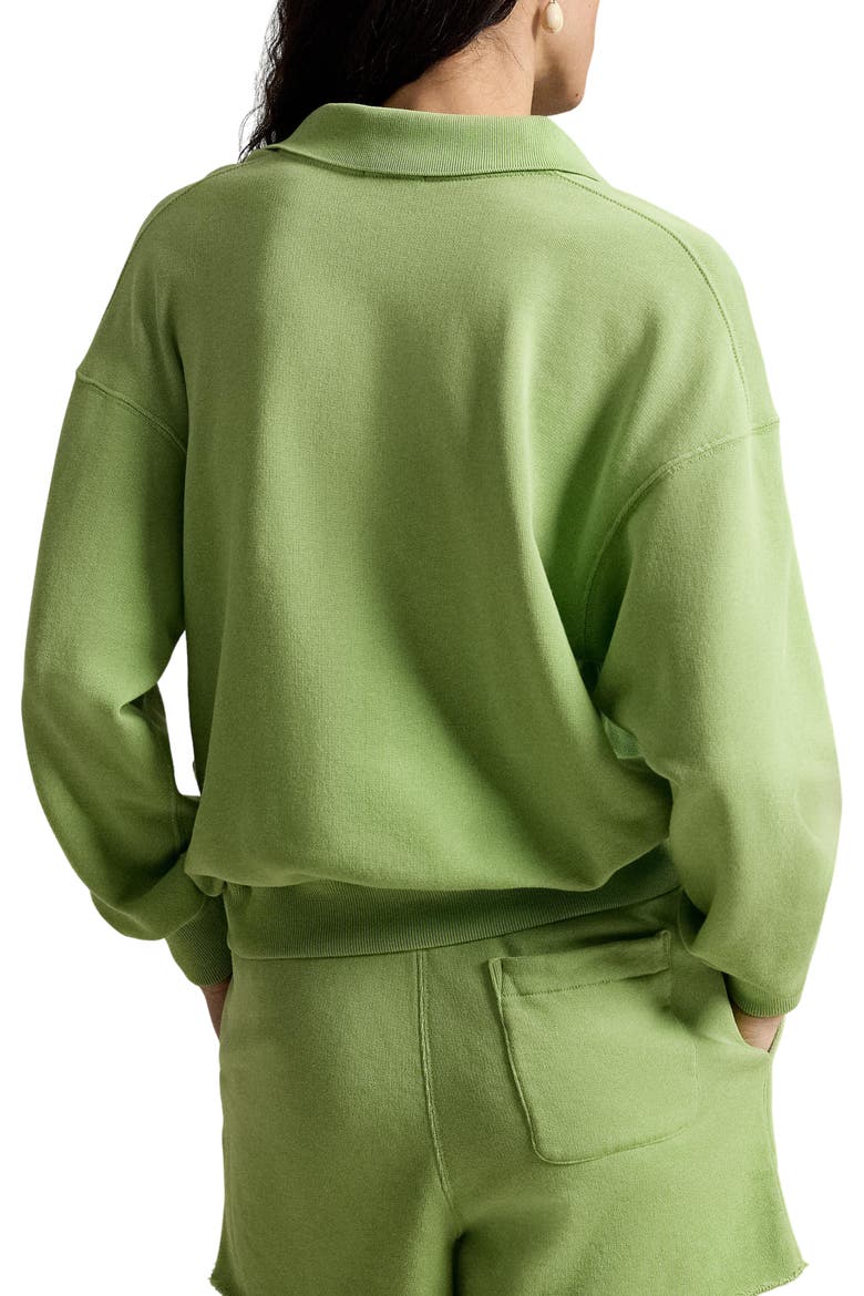 Lightweight Fleece Polo Sweatshirt, Alternate, color, PARAKEET GREEN