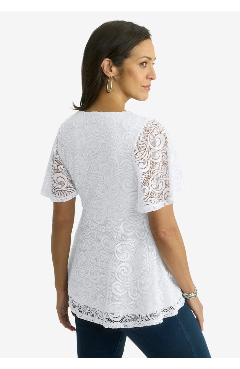 Jessica London Square Neck Lace Peplum Tunic, Alternate, color, White