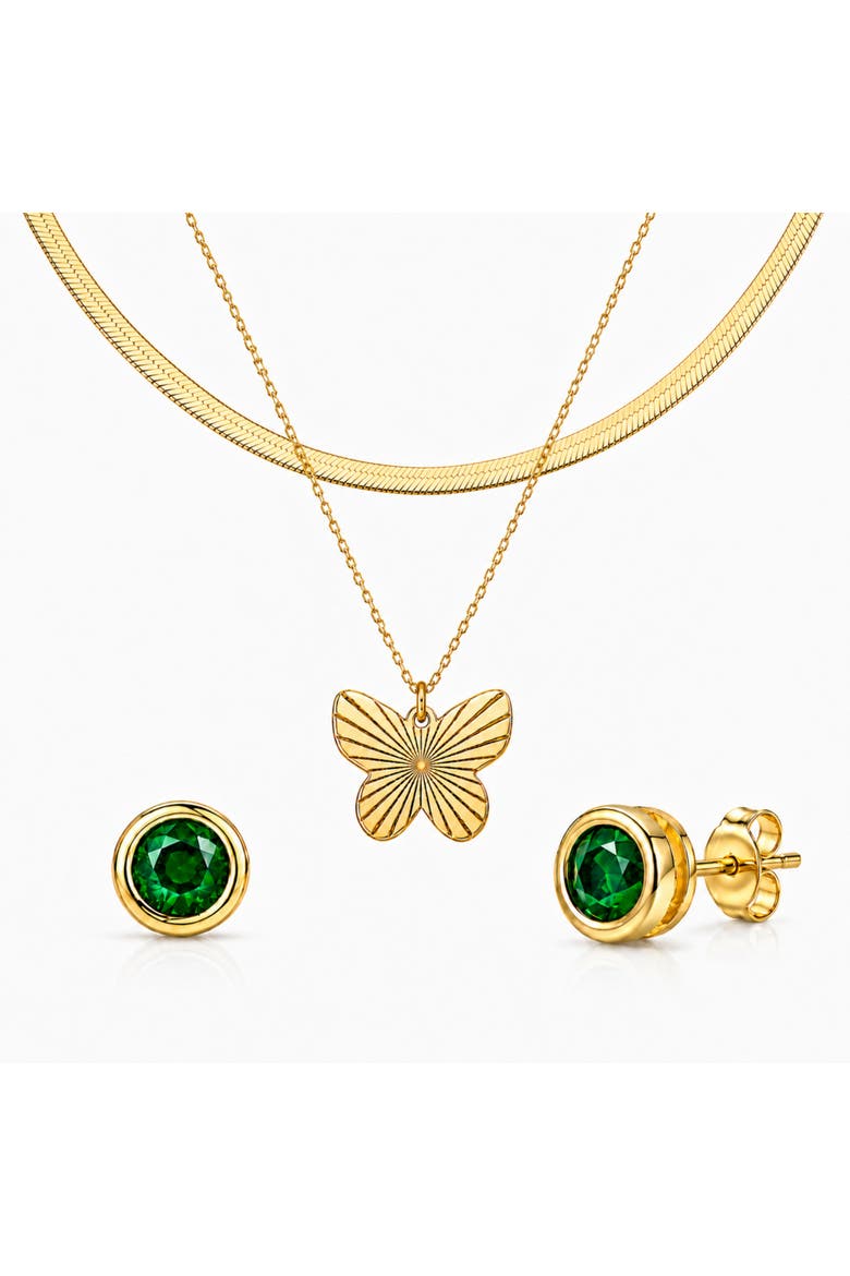 Necklace & Stud Earrings Everyday Essential Set, Main, color, Gold