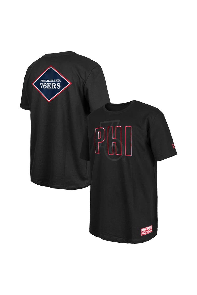 Men's New Era Black Philadelphia 76ers 2023/24 City Edition Elite Pack T-Shirt, Main, color, Black