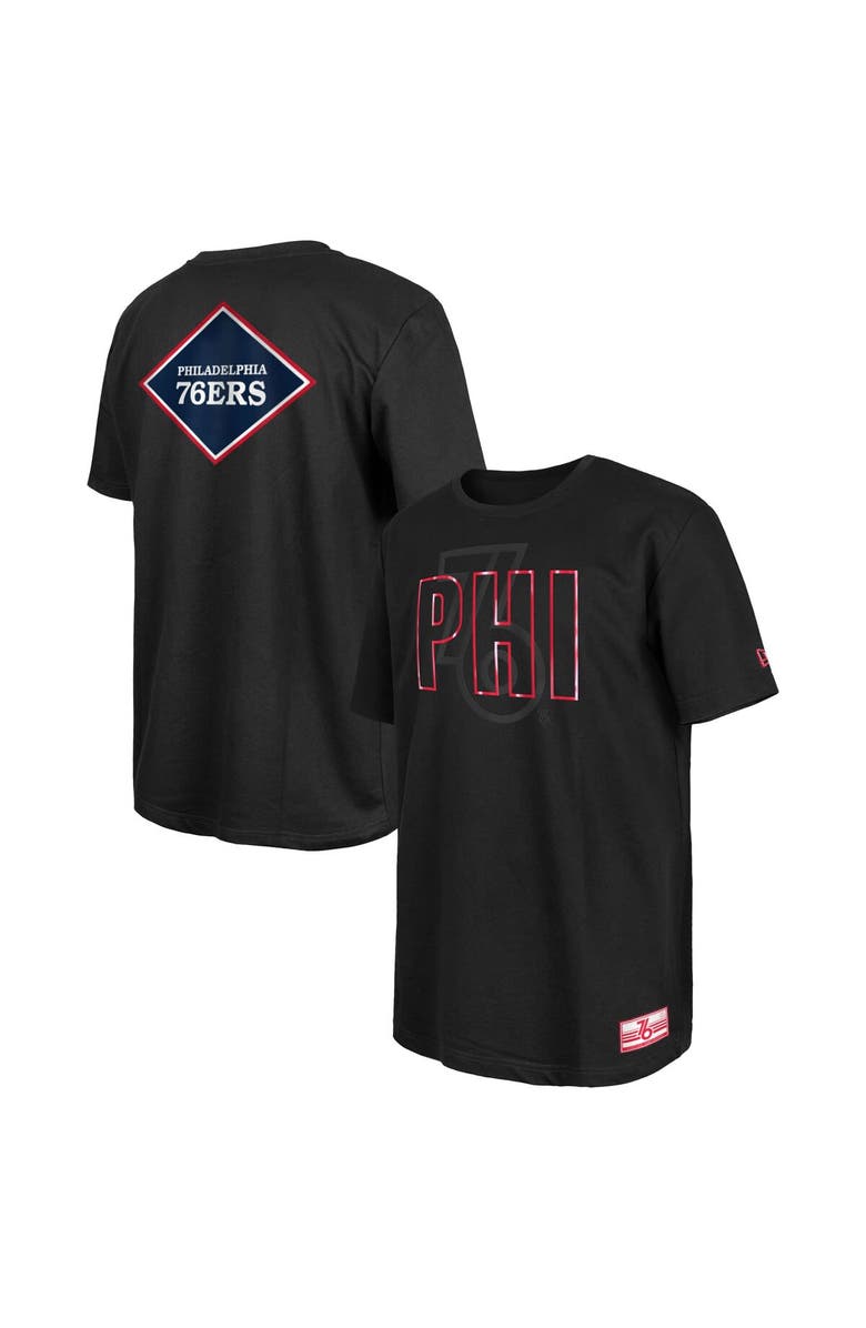 New Era Men's New Era Black Philadelphia 76ers 2023/24 City Edition Elite Pack T-Shirt, Main, color,