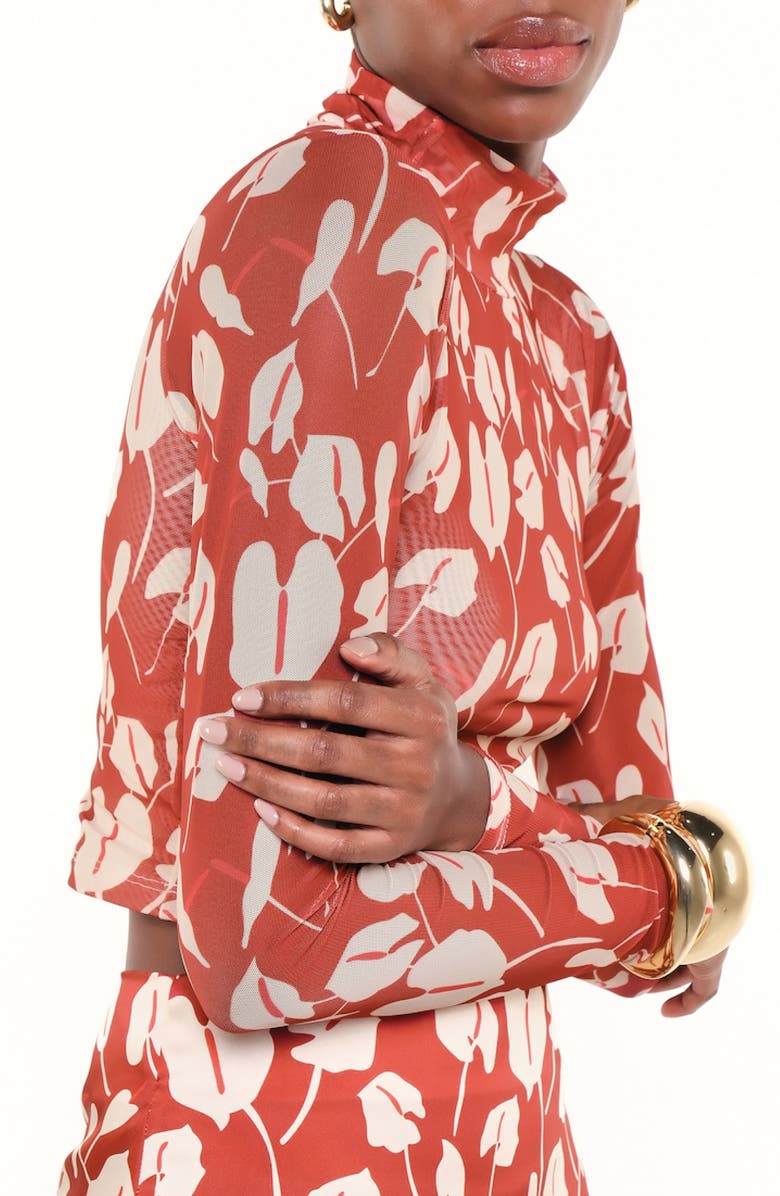 The Lulo Project Print Turtleneck Mesh Top, Alternate, color,
