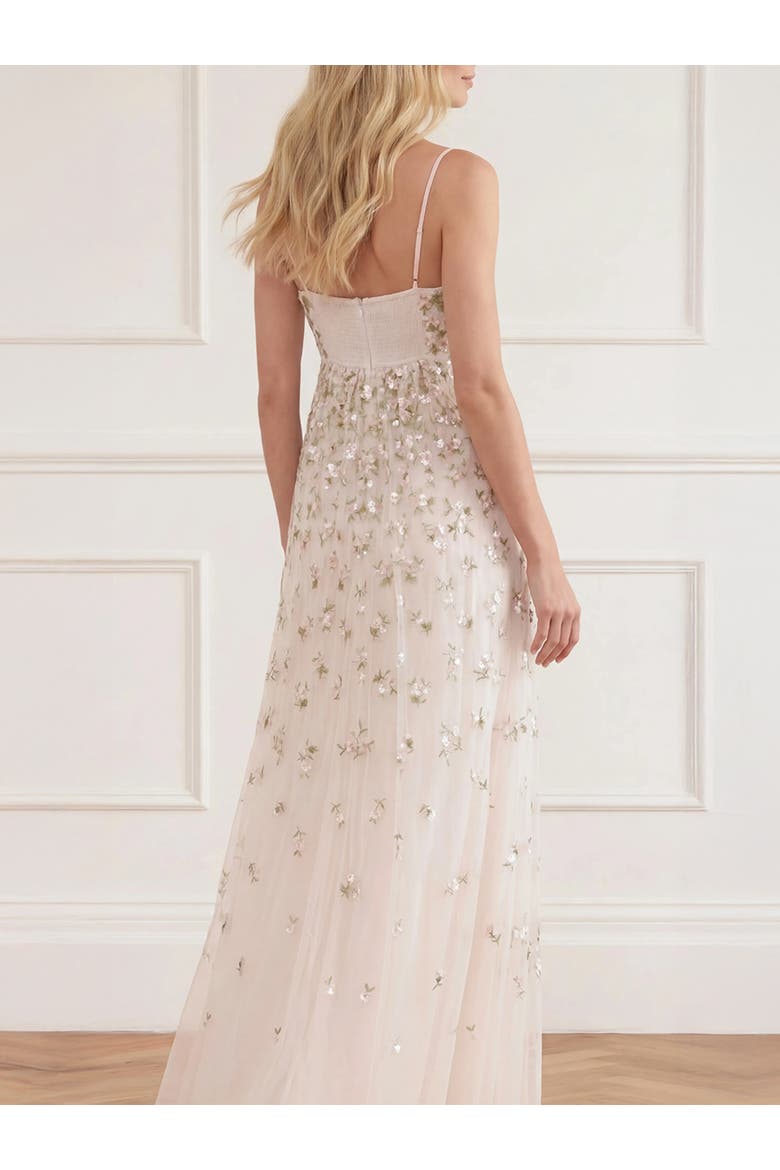 Meadow Ditsy Cami Gown, Alternate, color, Swan White/Peach