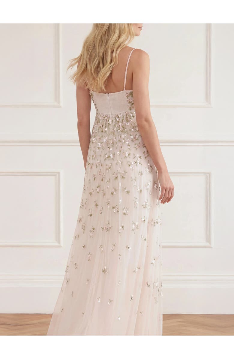 Needle & Thread Meadow Ditsy Cami Gown, Alternate, color, Swan White/Peach